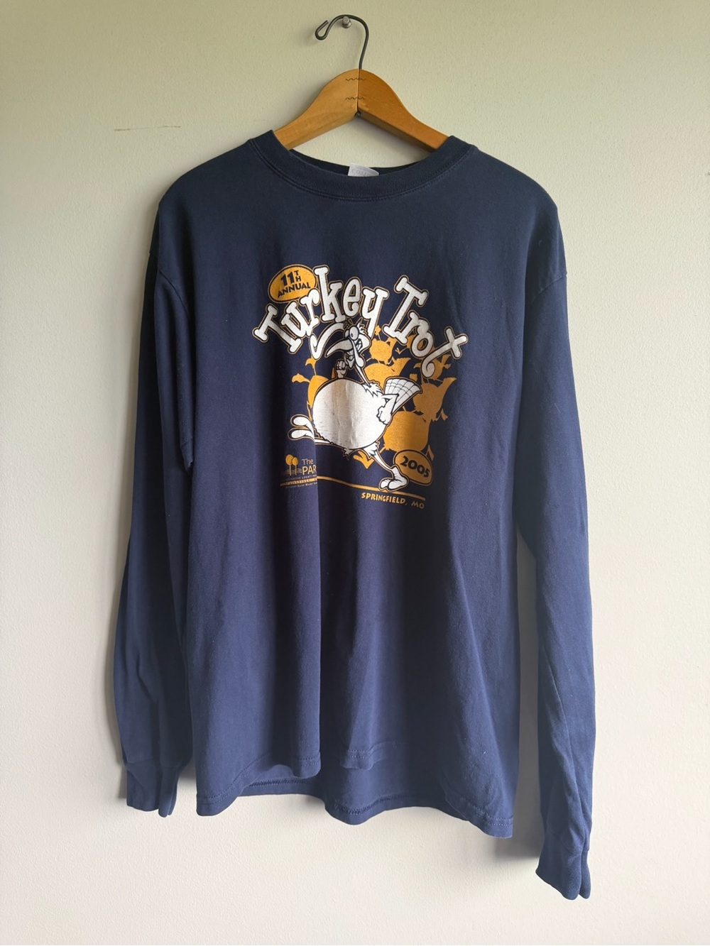 Gildan Navy Blue Long Sleeve Turkey Trot Graphic Tee - Springfield, MO